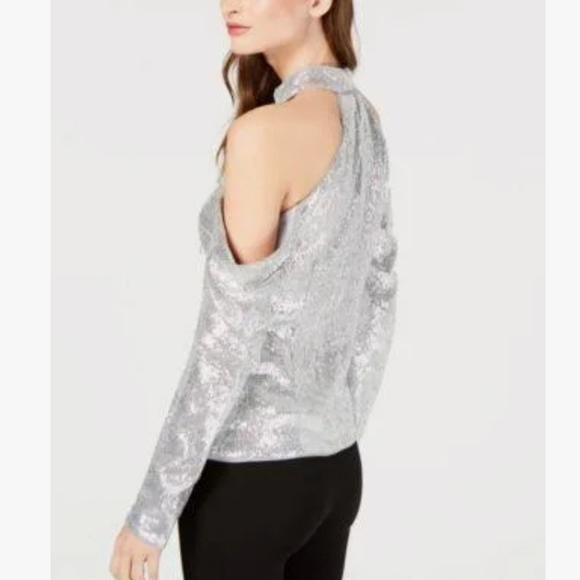 New Rachel Zoe Jakki Silver Sequined Halter Top - Picture 2 of 7